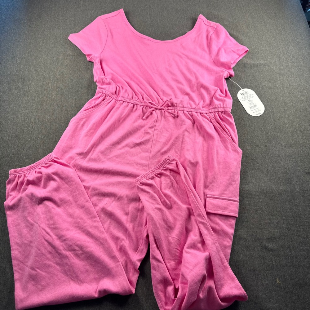 Wonder Nation Girls Tropical Pink Cargo Jumpsuit XL 14-16 Plus NWT